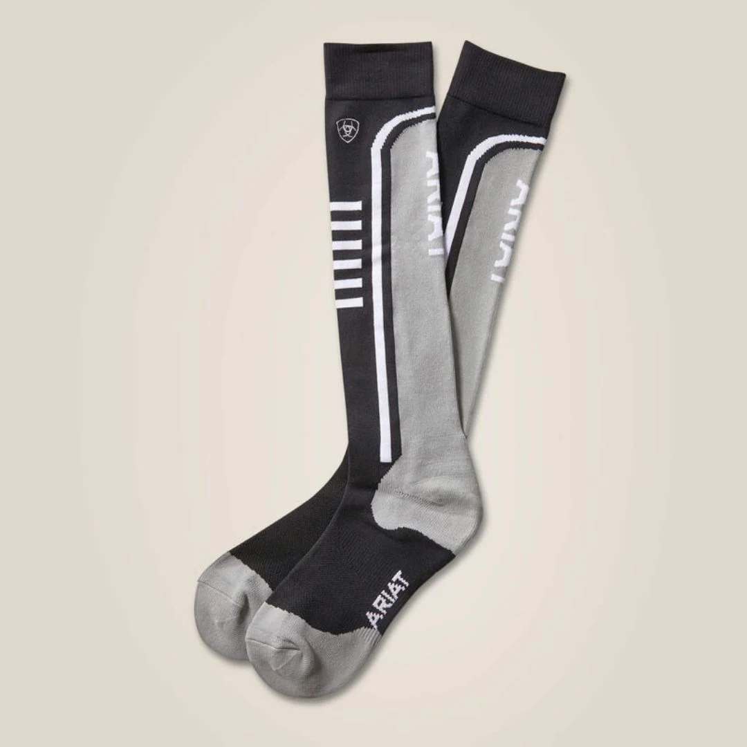 AriatTEK Slimline Performance Socks in Black and Sleet - Image 2