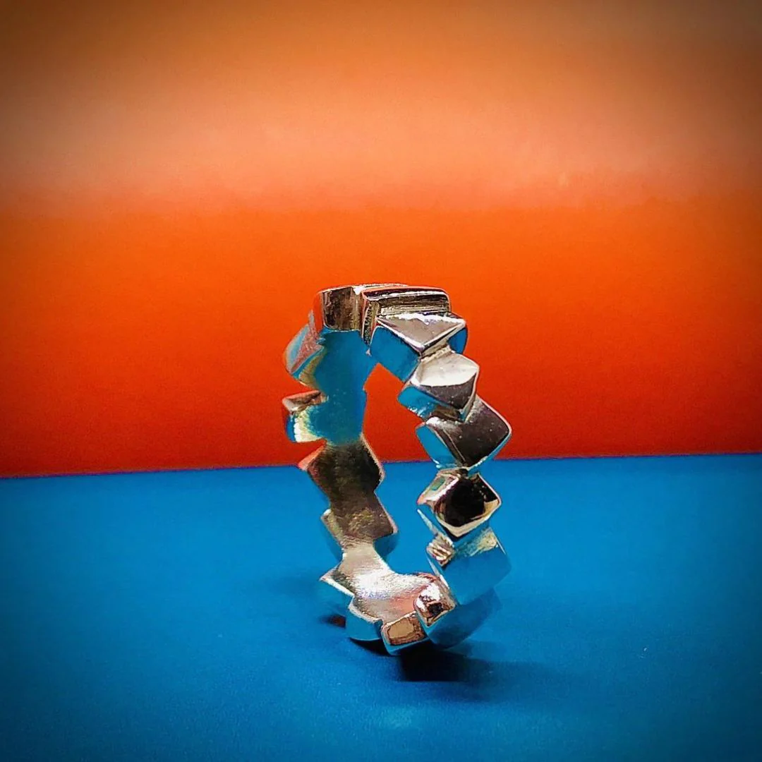 Vanessa Ree Stacked Squares Ring in Silver - Image 3